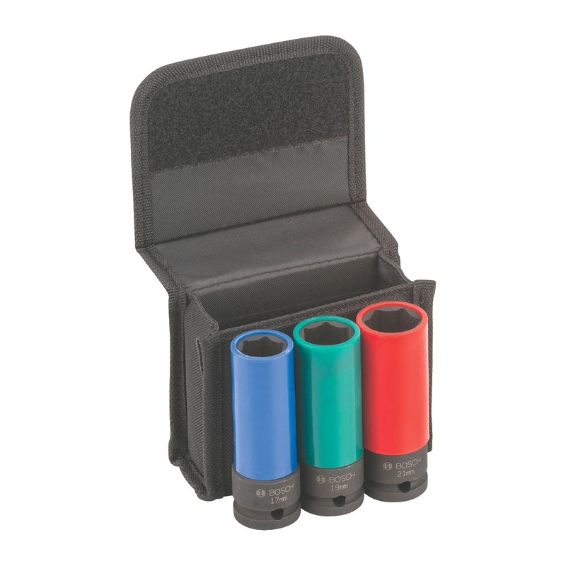 3dílná sada nástrčných nástavců Bosch - 77 mm; 17, 19, 21 mm (GDS18, GDX18)