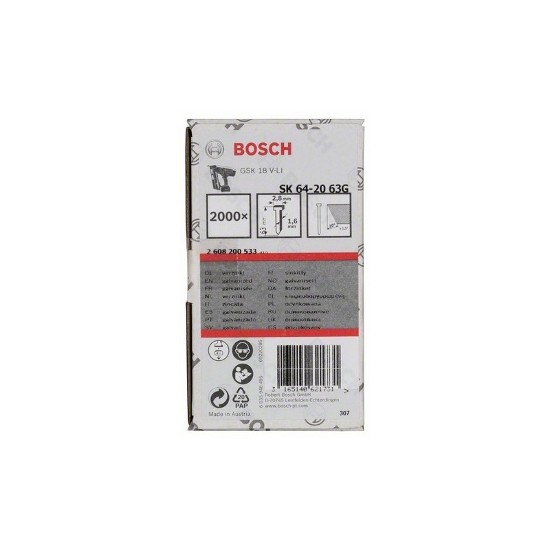 Hřeb se zápustnou hlavou SK64 20G - 63 mm, pozinkovaný