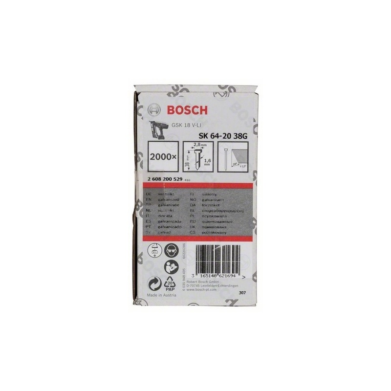 Hřeb se zápustnou hlavou SK64 20G - 38 mm, pozinkovaný