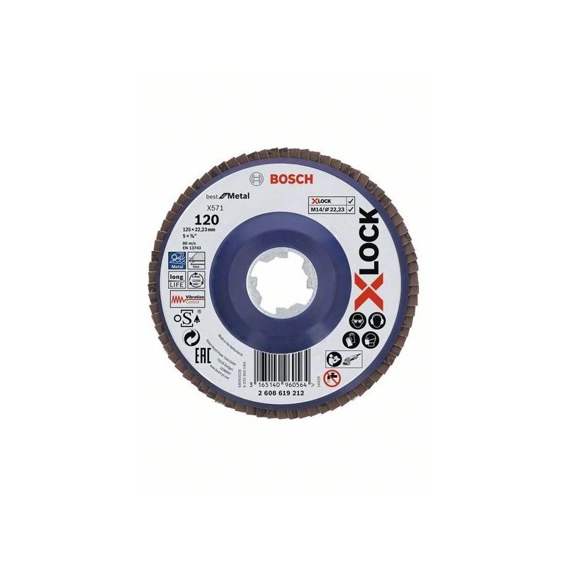 Lamelové kotouče X-LOCK, rovný, plast, Ø 125 mm, G 120, X571, 1 kus
