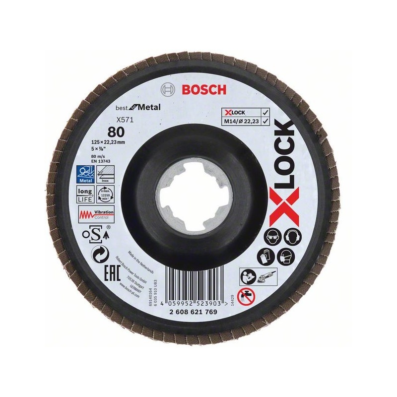 Lamelové brusný kotouč X-LOCK, šikmý, plast, Ø 125 mm, G 80, X571, 1 kus