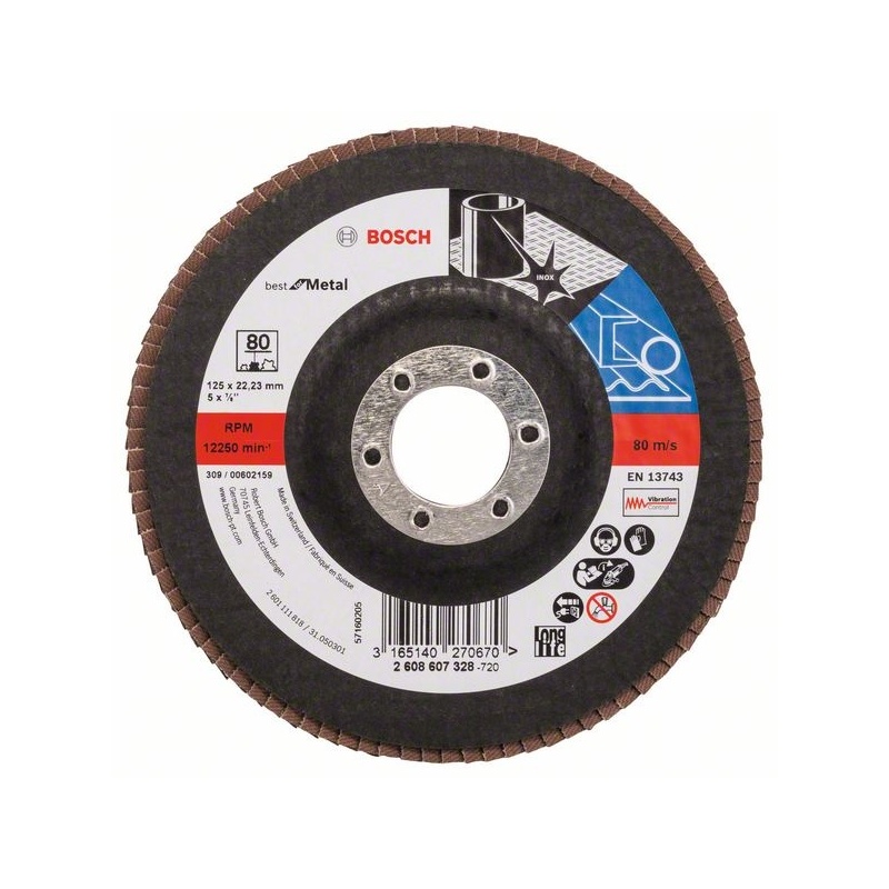Lamelový brusný kotouč X571, Best for Metal D = 125 mm; G = 80, lomený - 2608607328