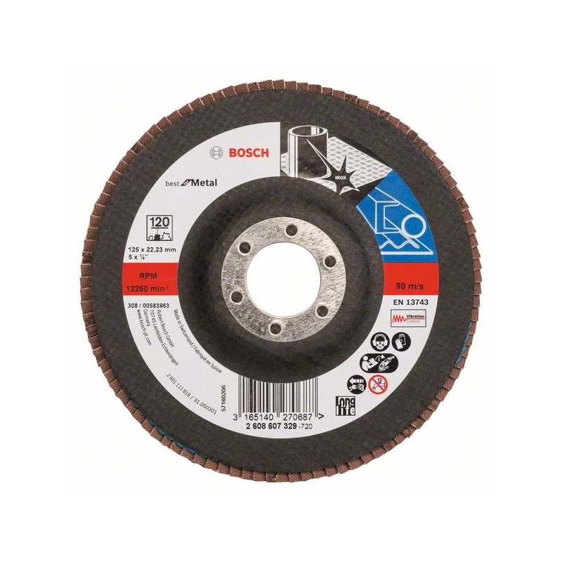 Lamelový brusný kotouč X571, Best for Metal D = 125 mm; G = 120, rovný - 2608607329