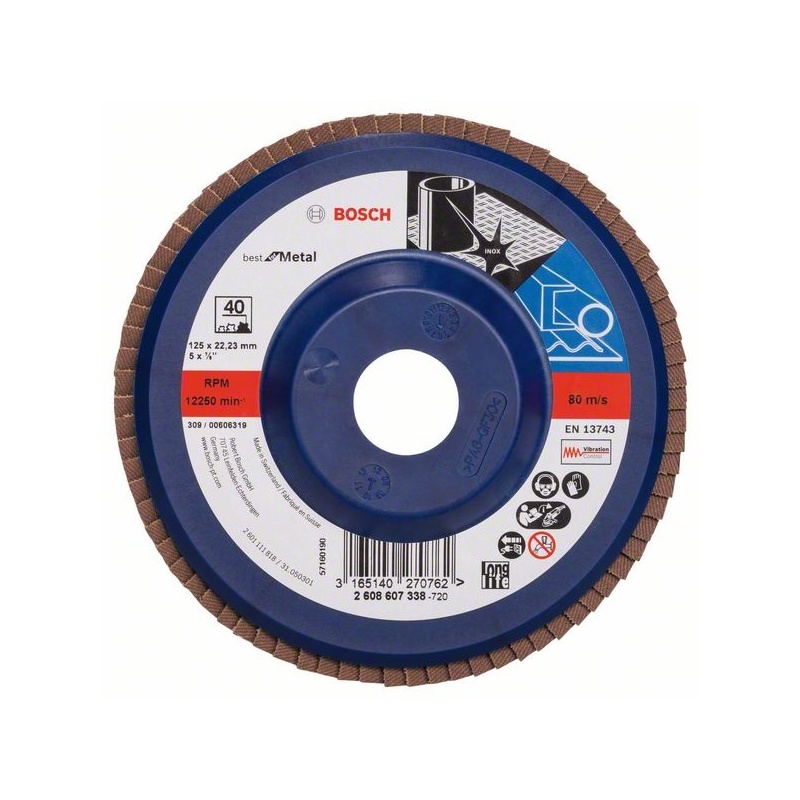 Lamelový brusný kotouč X571, Best for Metal D = 125 mm; G = 40, rovný