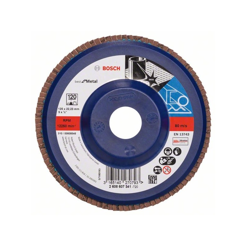 Lamelový brusný kotouč X571, Best for Metal D = 125 mm; G = 120, rovný - 2608607341
