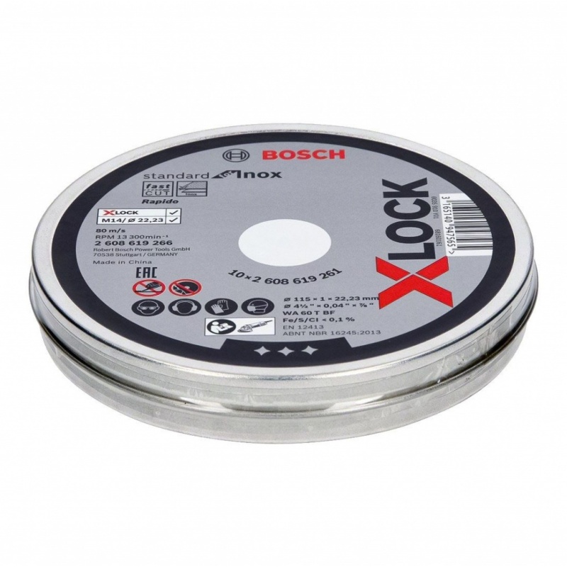 Bosch Plochý řezný kotouč Standard for Inox X-LOCK 115-1-22,23 mm 10ks