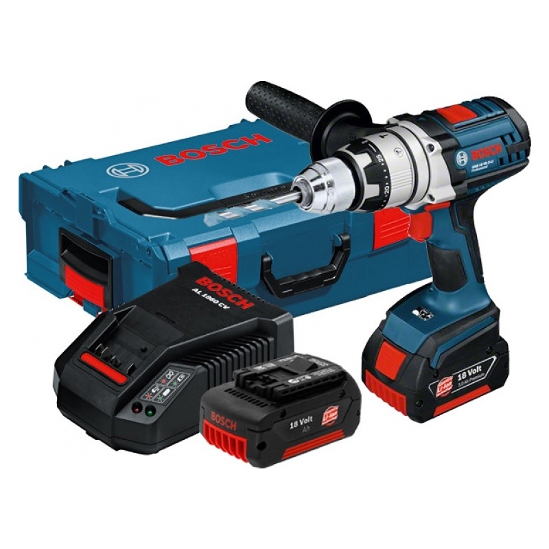 Aku příklepový šroubovák Bosch GSB 18 VE-2-LI Professional (2xAku 4,0 Ah+ L-Boxx)
